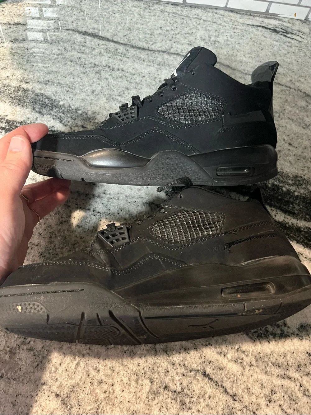 Nike Air Jordan 4 Retro Black Cat Triple Black Basketball Shoes Men's Size 8